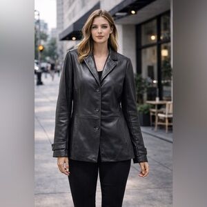 Jones New York Charcoal Leather Jacket